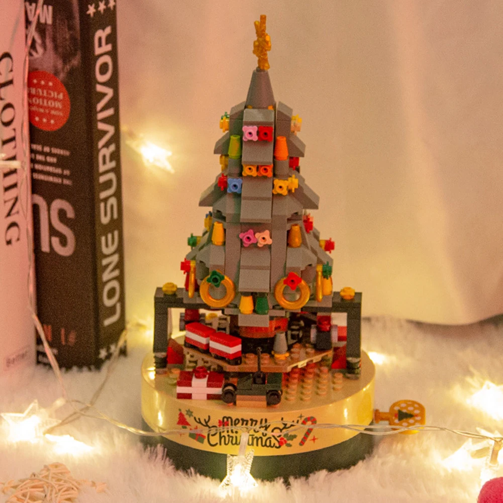 Christmas Tree Brick Music Box DIY Xmas Tree Music Box Xmas Tree DIY Building Block Music Box for Children Christmas Gift