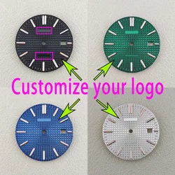 31.8mm Watch Dial Custom Logo Green Luminous Single CalendarSuitable For NH35/NH36 Movements Watch Accessories