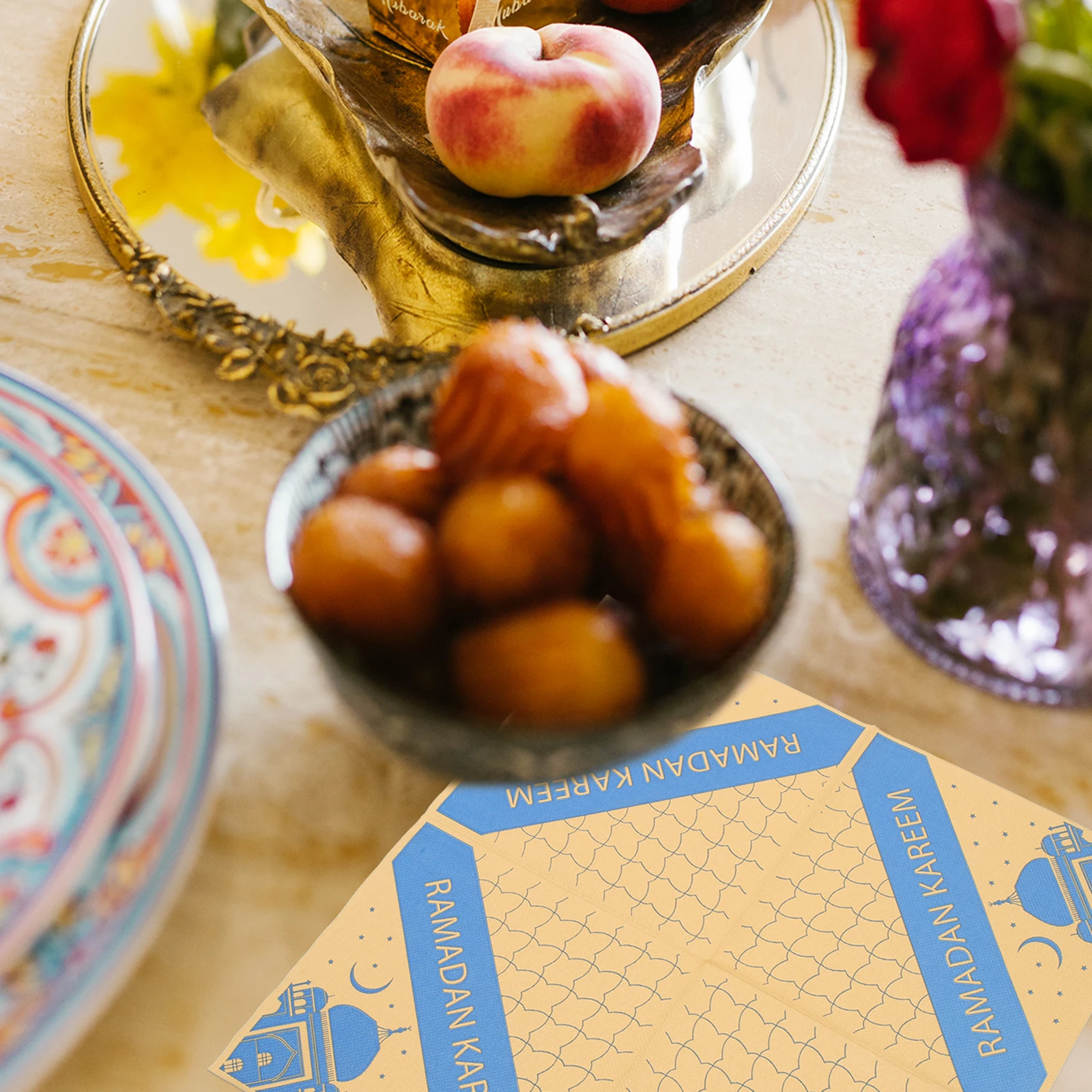 

5 Packs Paper Napkin Decorative Napkins Printed Eid Mubarak Dinner Disposable Themed Party Holiday