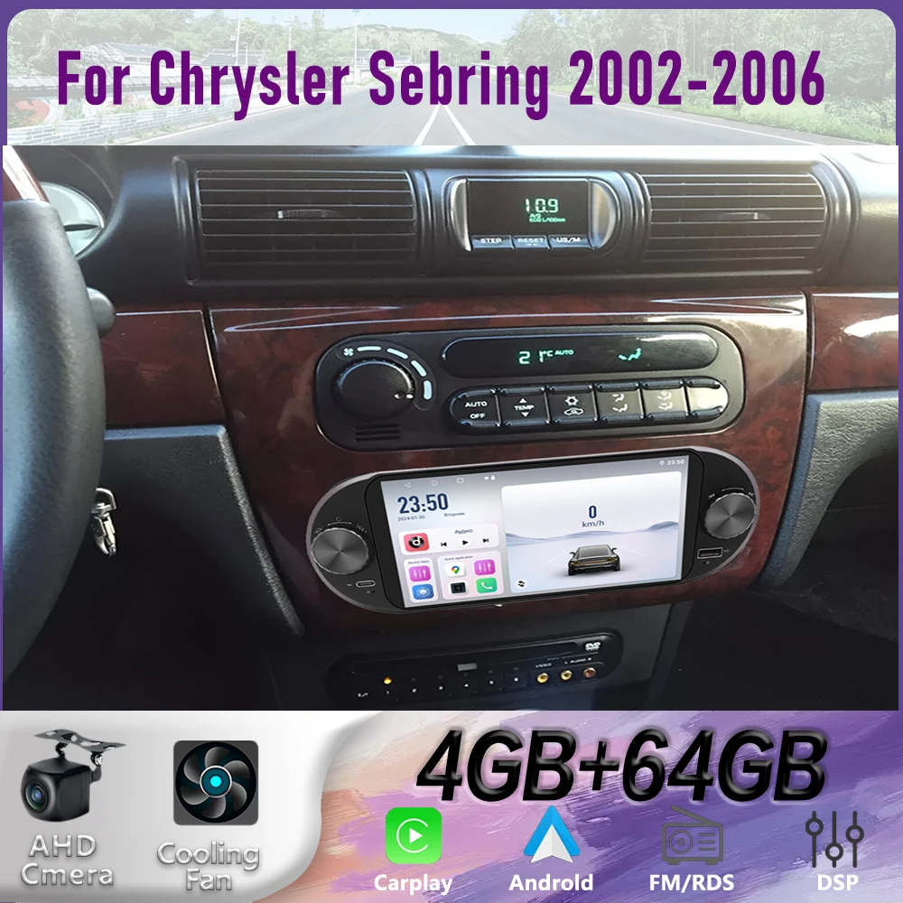 

6" For Chrysler Sebring 2002-2006 Car Radio Steering Wheel Control Google Map Stereo GPS Reversing Image 2DIN Head Unit 4GB+64GB