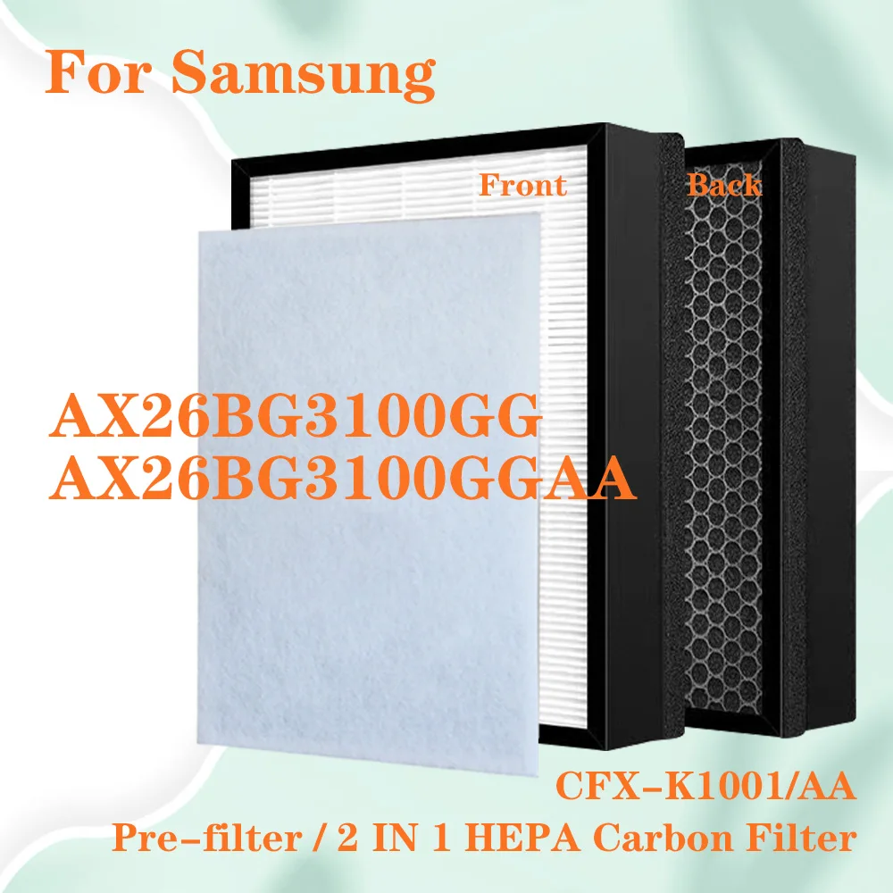 CFX-K1001/AA For Samsung Air Purifier AX26BG3100GG AX26BG3100GGAA Replacement 2 in 1 HEPA Filter + Active Carbon