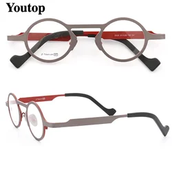 Women Round Titanium eyeglass frames men Retro Light Fashion Hipster metal Optical glasses frames Rx Eyewear Vintage Spectacles
