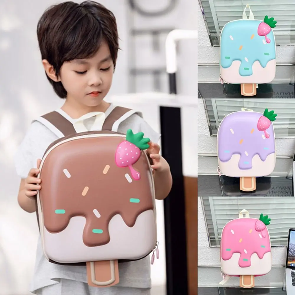 Bonita mochila de dibujos animados para niños, bolsa de bebé preescolar, ligera, con forma de helado, bolso escolar para jardín de infantes