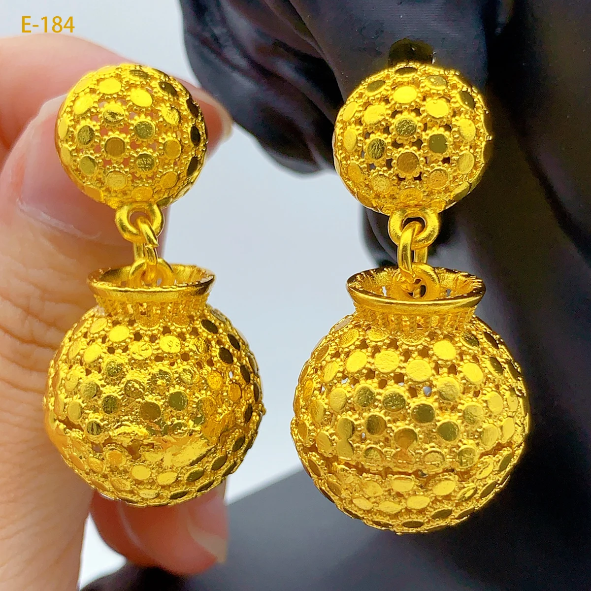 Indian Ball Earrings For Women Trend Ethnic Turkish 24k Gold Plated Big Dubai Hanging Earring Banquet Jewelry Gift