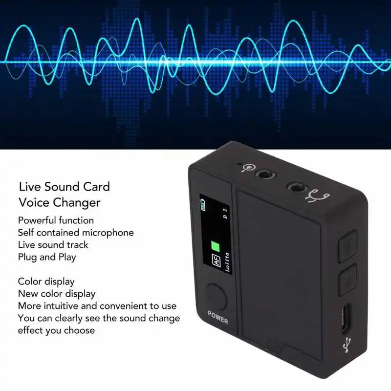 【引退品】Live Sound Card ボイスチェンジャー ブラック IOS,a9,ライブサウンドカード,11の効果,プラグと再生用のミニ音声
