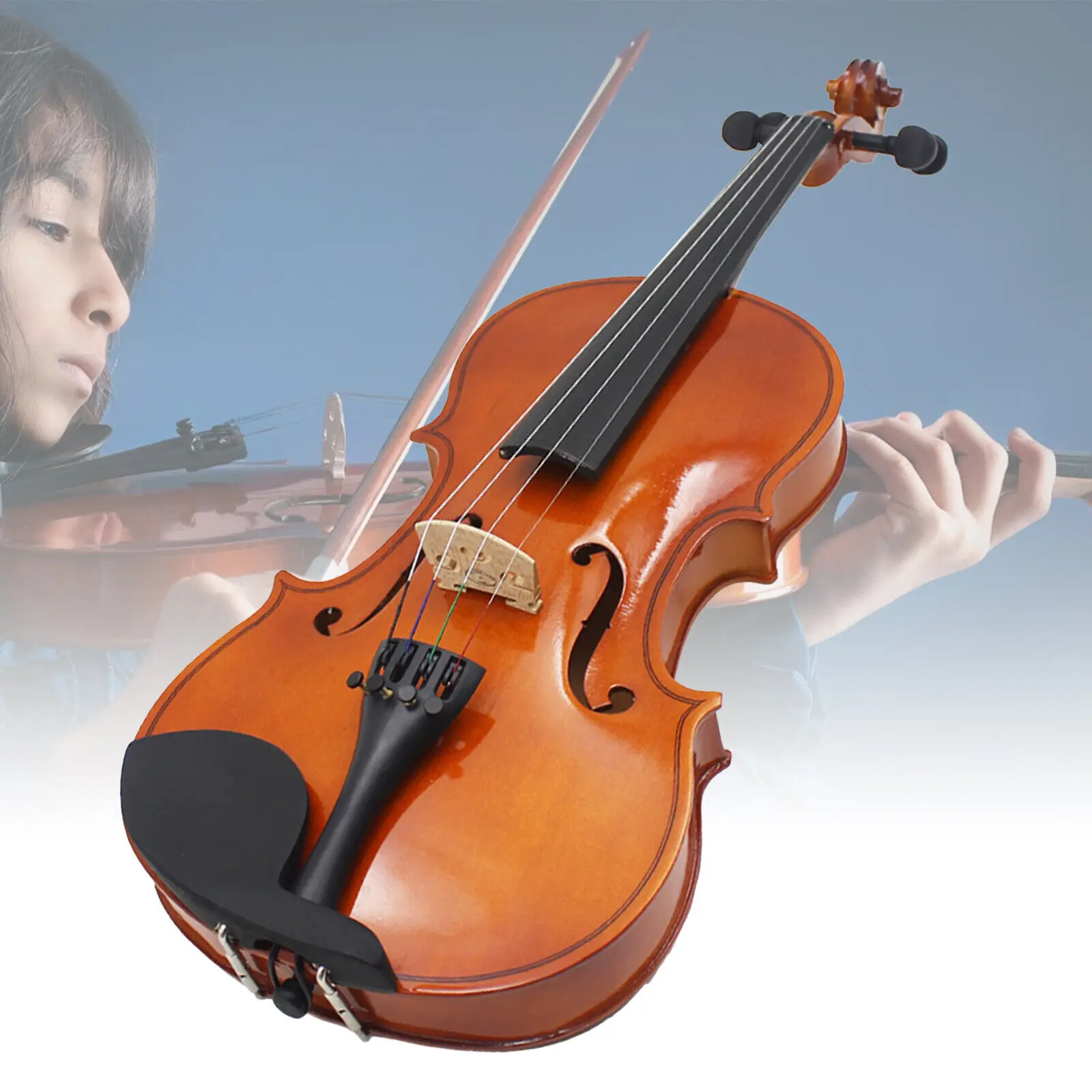 Violino 4 cordas tamanho 1/8 madeira maciça basswood f estudantes adultos entusiastas da música