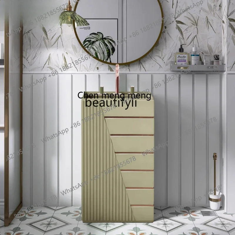 

ss 1001 French retro green wash basin floor-to-ceiling washbasin bathroom art basin integrated column basin small apartment
