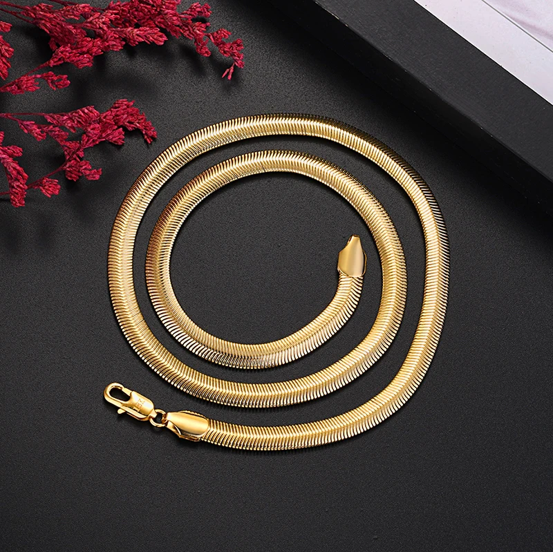 Popular brand 925 sterling silver plated 18K gold does not fade 6MM snake bone Necklace for Men Women Fashion noble Jewelry gift