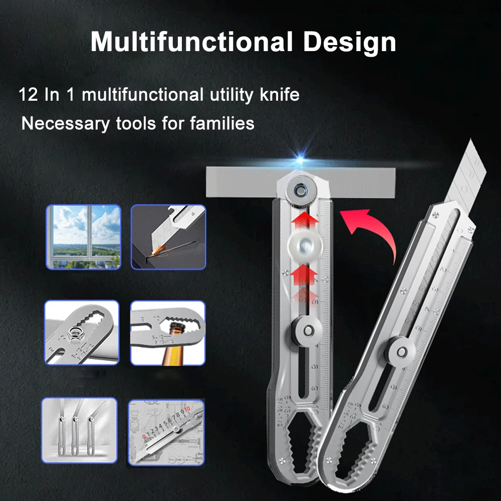 Stainless Steel Thickened Pocket Utility Knife Heavy Duty Box Cutter Ultra-sharp Multifunctional Carpet Wallpaper Cleaning Knife