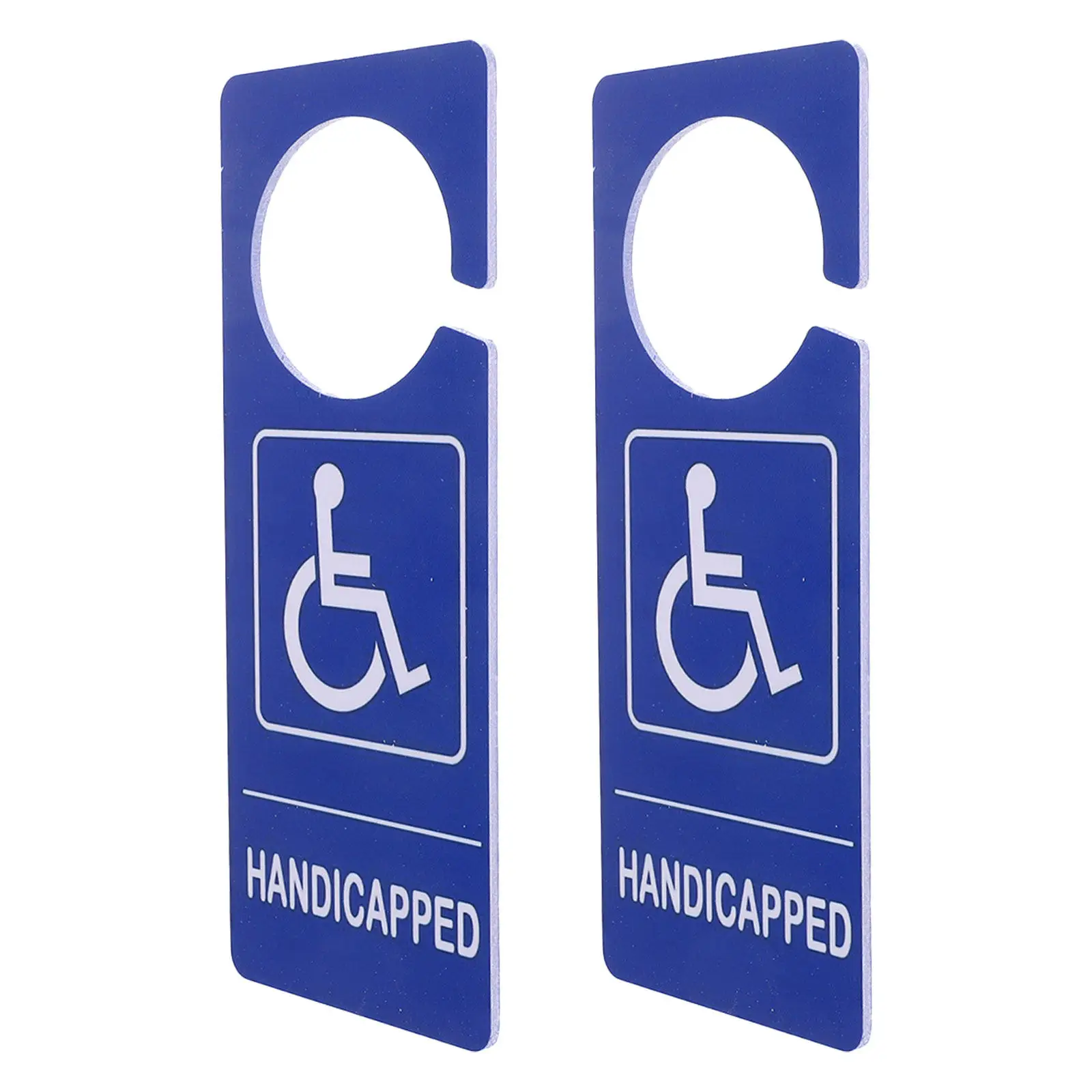 2Pcs Blue Handicap Parking Permit Sign Plastic PVC Waterproof Small Wheelchair Symbol Car Parking Sign for Disabled Person