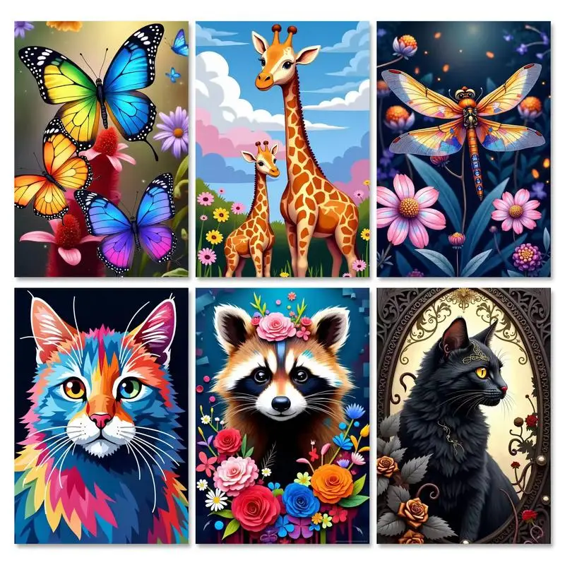 

RUOPOTY Modern Picture Diy Painting By Numbers Cat Animals Acrylic Paint By Numbers Illustration Handicrafts For Home Decors