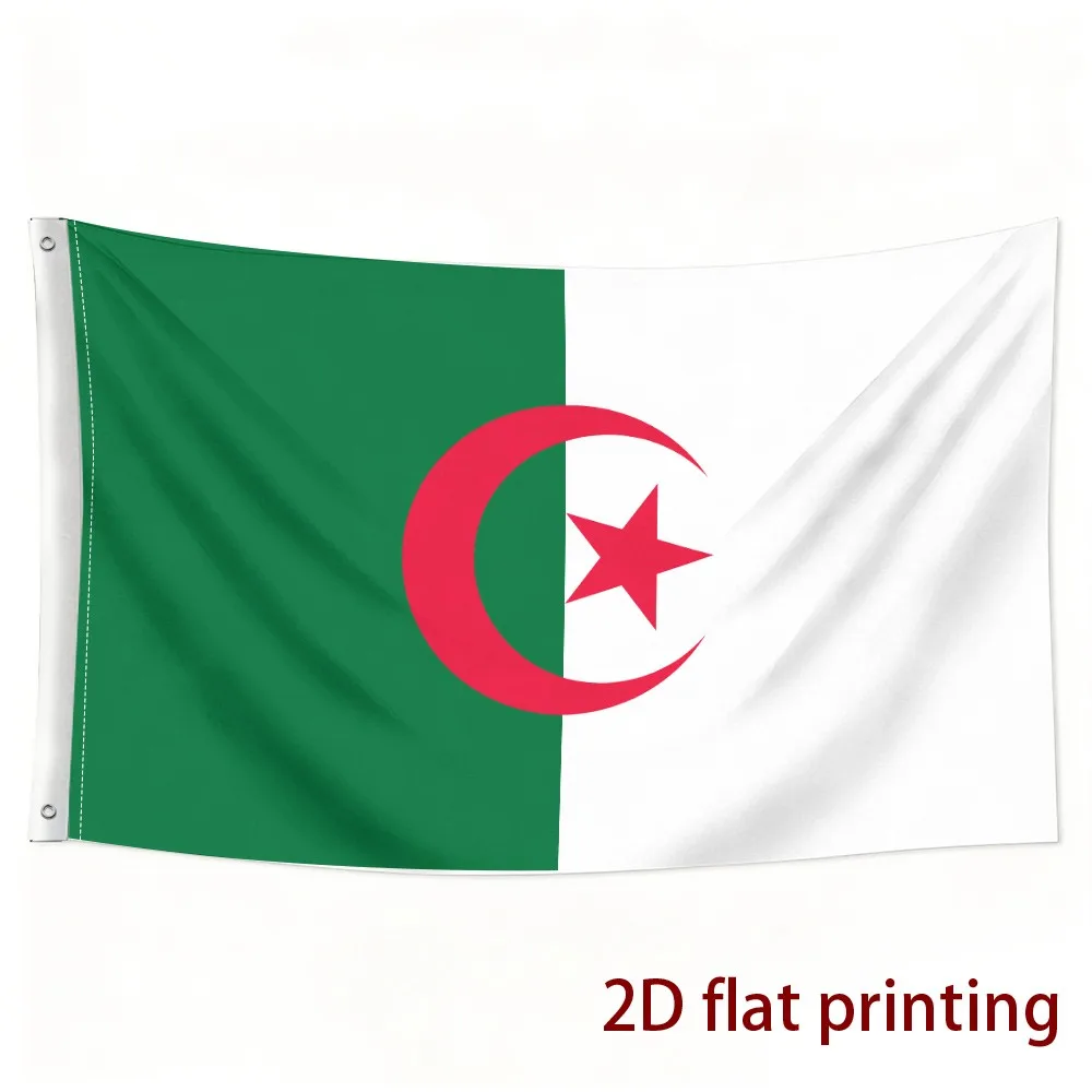 Algeria Flag Single-Sided Print Polyester Hanging Banner for Sports Events and Garden Decoration