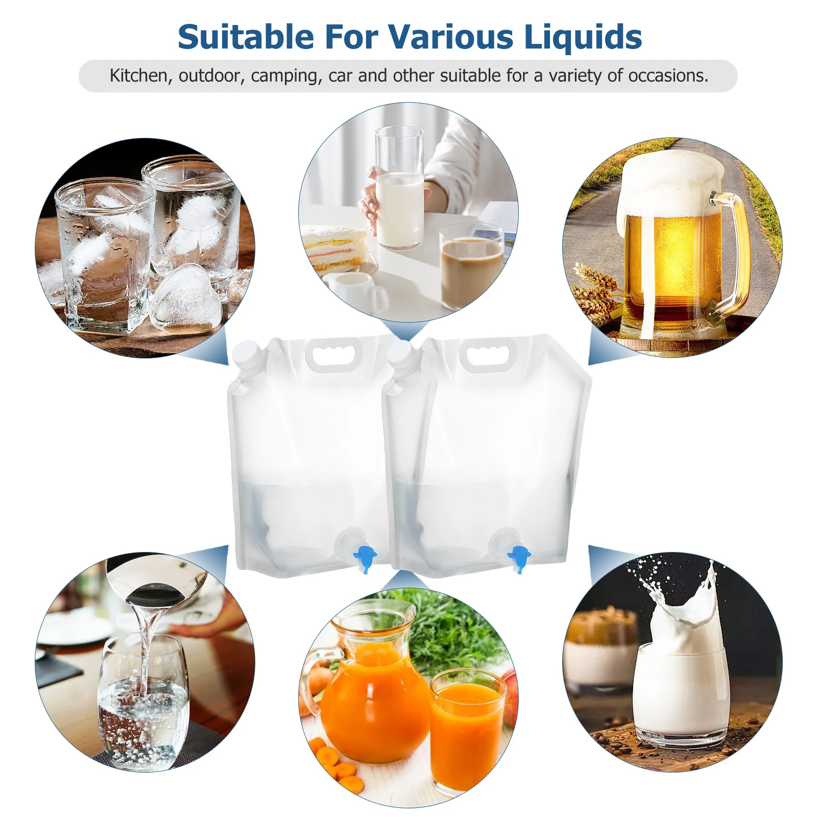 

4Pcs Collapsible Water Containers Portable Large Capacity Foldable Jugs Drinking Water Storage Camping Hiking Emergency Use