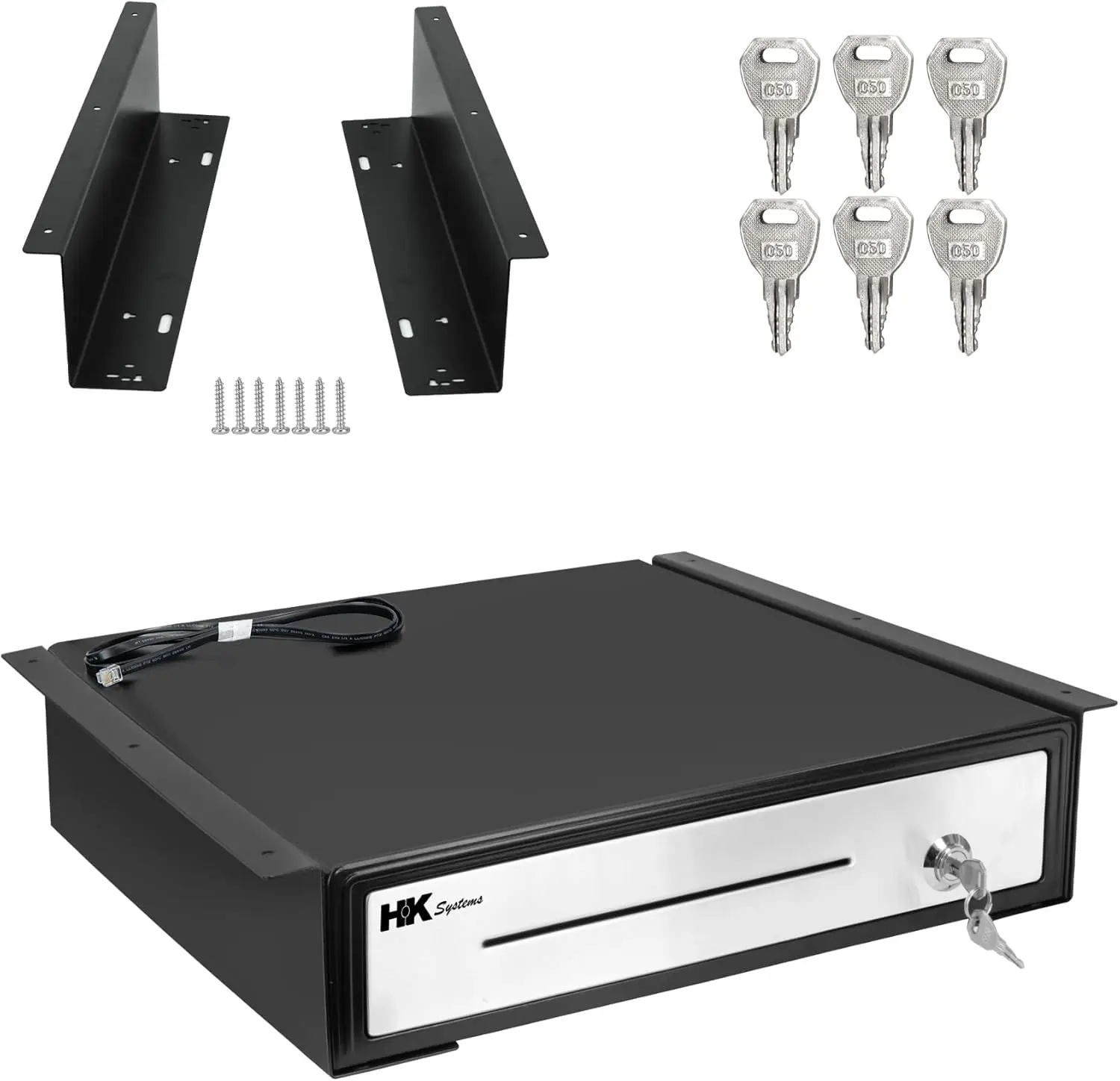 

16" Stainless Steel Front Heavy Duty POS Cash Drawer with 5 Bill/5 Coin Tray, Under Counter Mounting Bracket, Black