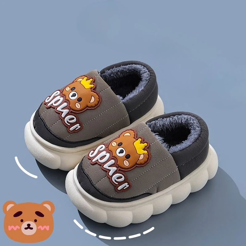 

Kids Winter Slippers Plush Cotton Closed Back Home Shoes for Boys Girls Baby Infant Cute Indoor Non Slip Toddler House Slippers