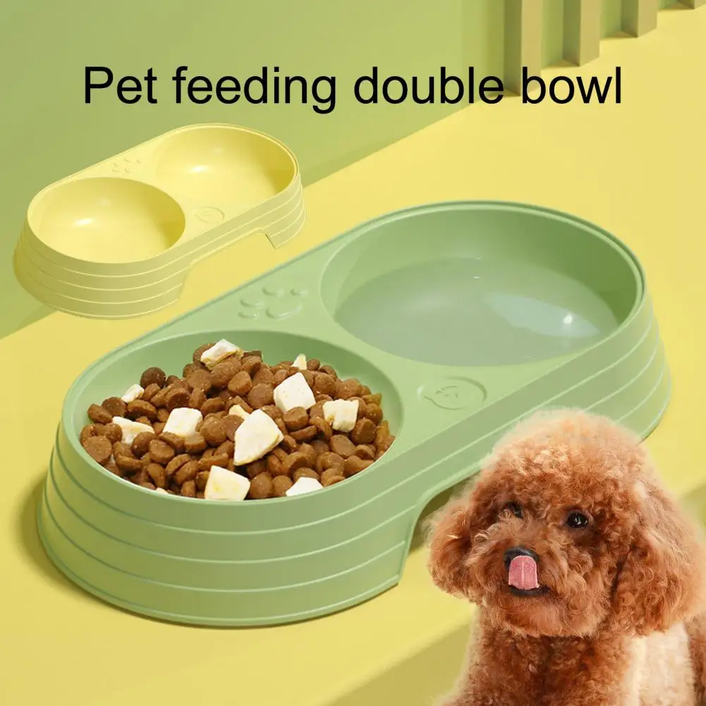 

Pet Cat Double Bowl Plastic Large Capacity Wet Dry Separation Pet Cat Food Water Feeding Bowl Food Container Pet Supplies