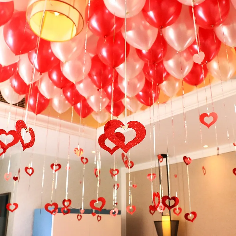 100 teile/los rotes Herz Laser Pailletten Regen Ballon Anhänger romantische Hochzeit Zimmer Geburtstags feier Dekoration Ballon Zubehör