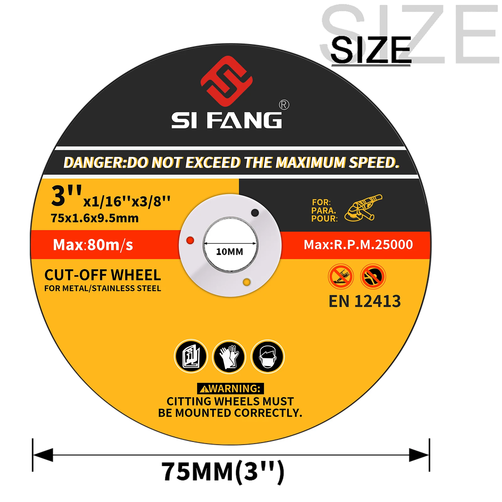 SIFANG 6PCS Resin Cutting Disc 75mm Cut Off Wheel Angle Grinder Disc Slice Fiber Reinforced for Metal Stainless Steel