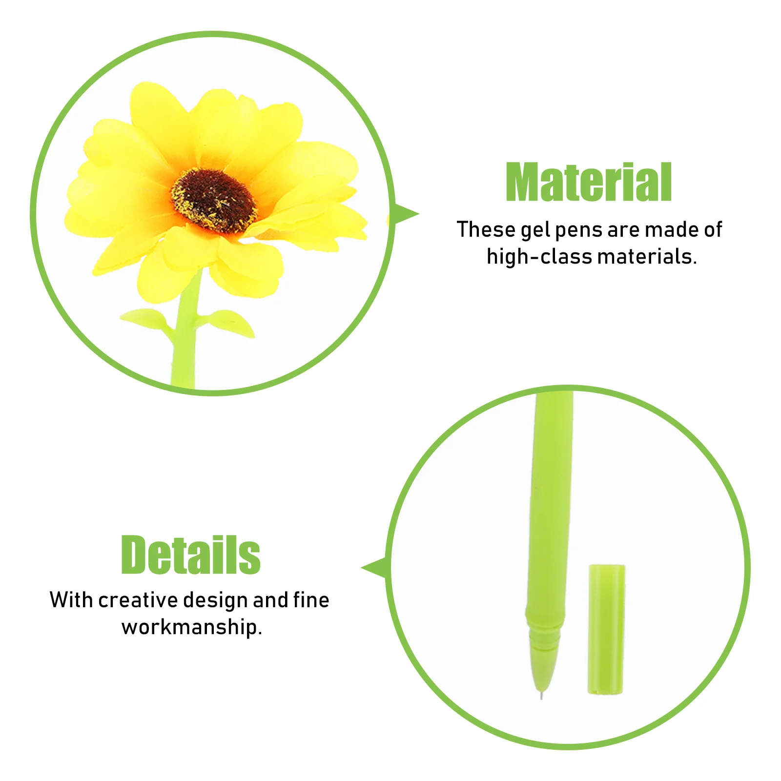 

4Pcs Adorable Writing Pens Sunflower Design Smooth Ink Pens for Office School Students Stationery Supplies