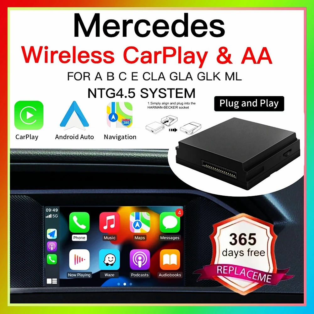 Wireless Carplay Suitable For Mercedes Benz A B C E CLA GLA GLK ML Sprinter NTG4.5 Becker Module Android Auto Navigation