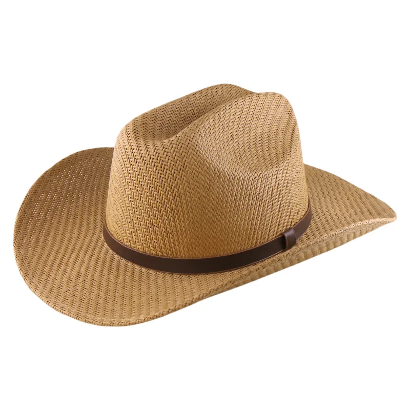 Manufacturer Wholesale Cowboy Hats Paper Cloth Top Hats Men's Jazz Hat Handmade Woven Paper Straw Hat