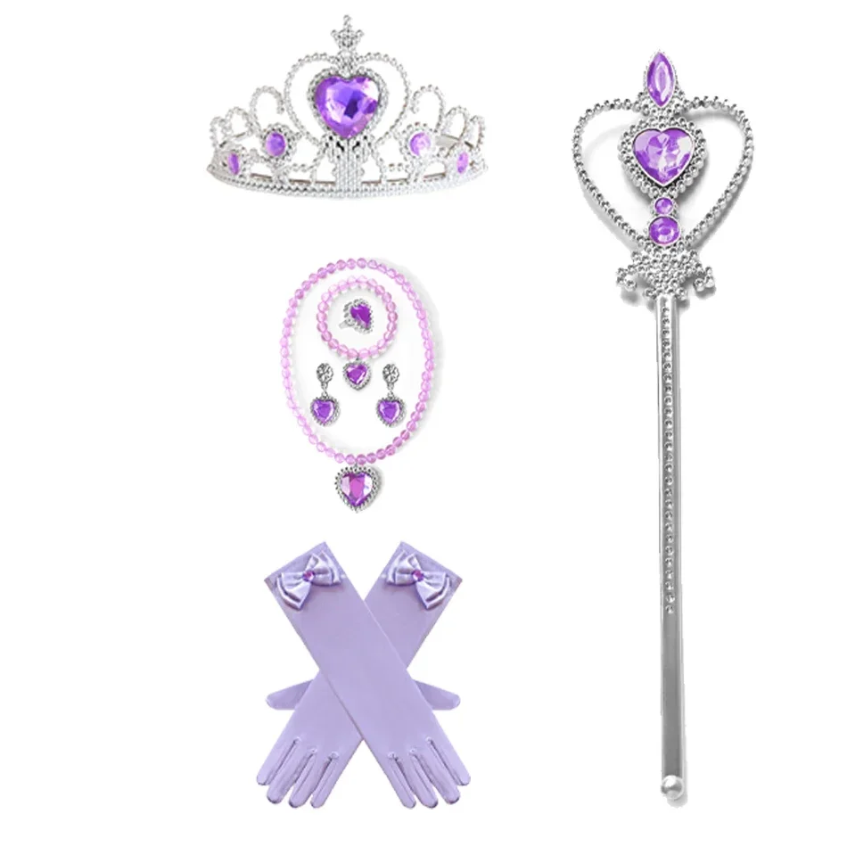 Ariel Princess Accessories Gloves Wand Crown Jewelry Set Mermaid Wig Necklace Braid for Princess Dress Clothing Cosplay Dress UP