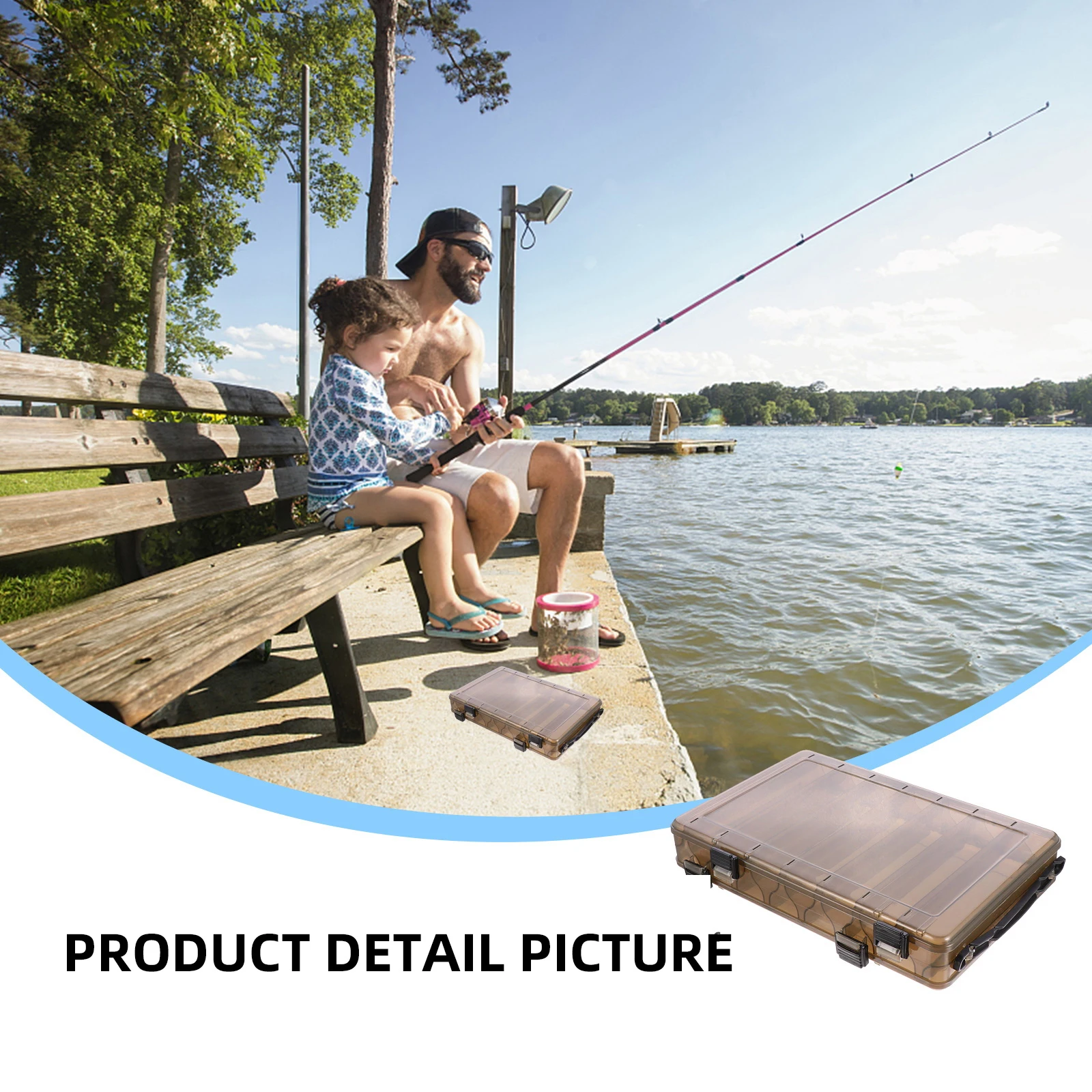 

1pc Fishing Tackle Box Double Layer Transparent Hand-Held Lure Storage For Saltwater Fly Ice Fishing Bait Hook Organizer