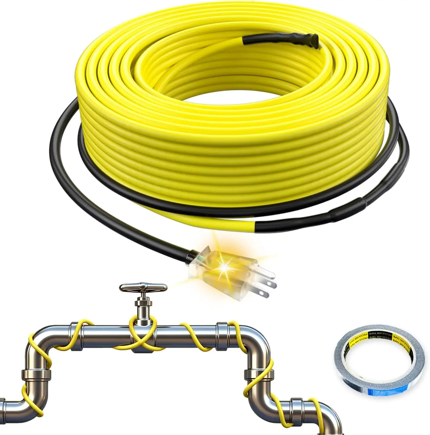 

Water Pipe Heat Tape for Pipe Freeze Protection Self-Regulating Heating Cable for Metal and Plastic Pipes Energy-Saving