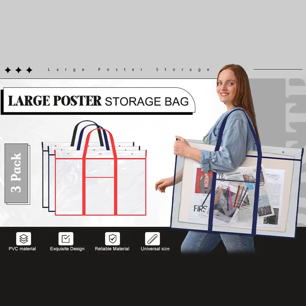 

NEW Durable Art Portfolio Bag Waterproof PVC Artwork Organizer Large Capacity Poster Storage Bag Student