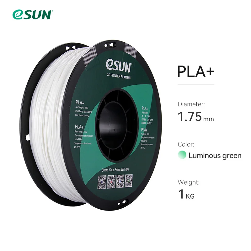 ESUN 3D-Drucker Filament PLA+ 1,75mm Maßgenauigkeit +/- 0,03mm 1KG (2,2 LBS) Spule 3D-Druckmaterial für 3D-Drucker