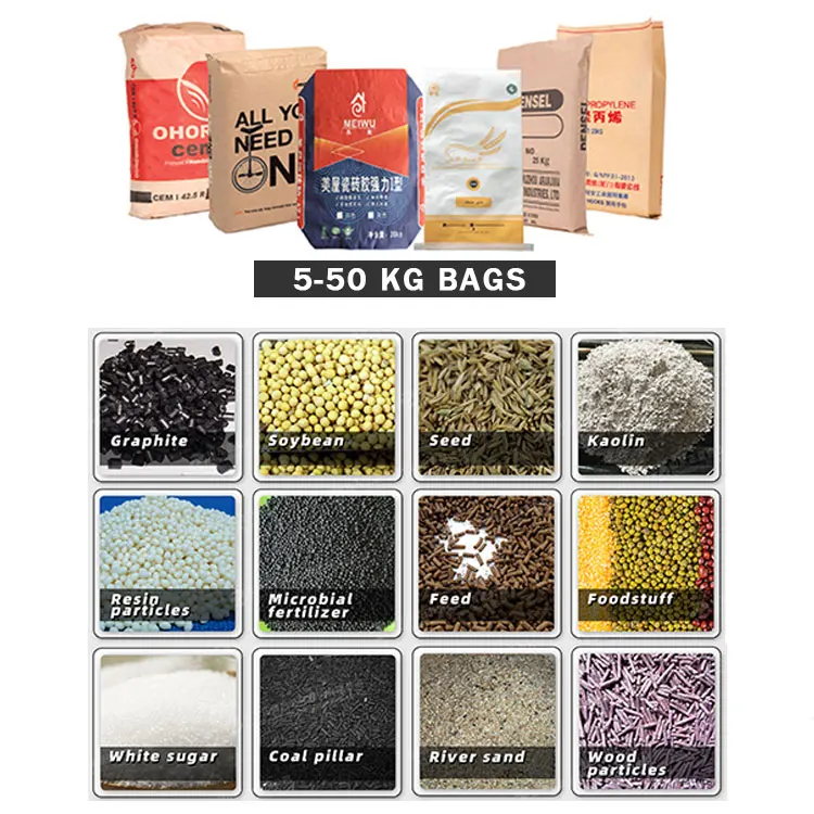5kg 10kg 20 kg 25kg 50kg Big Woven Bag Bagger Bagging Sewing System Powder Granular Weighing and Packing Machine