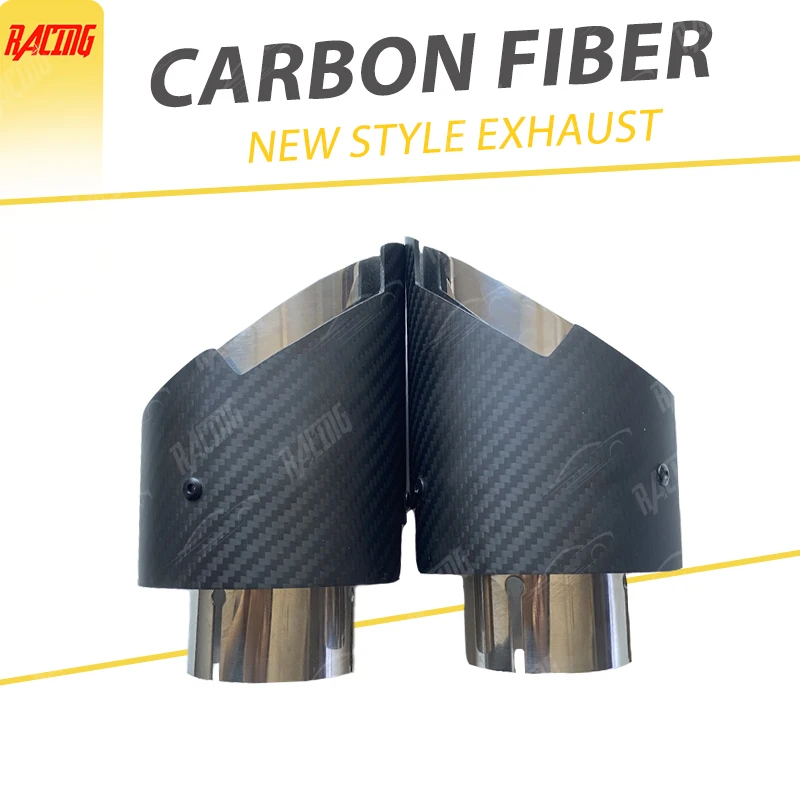 

1 PC Carbon Fibre 101mm Car Accessories Exhaust Tip Silver Stainless Steel Muffler Tip Tail Pipes For Modification of Automobile