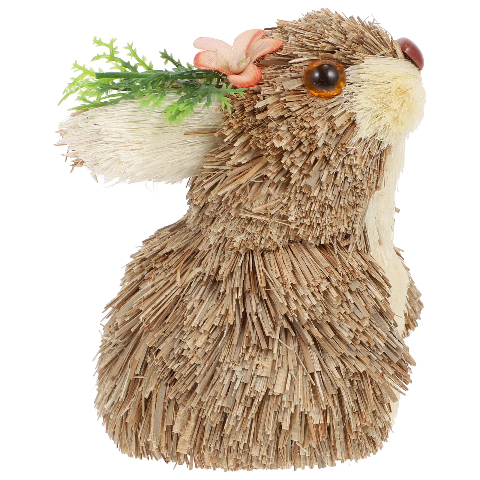 

Cute Rabbit Decor Small Rabbit Decoration Home Adornment Grass Material Indoor Ornament Compact Size Long Term Use Warm
