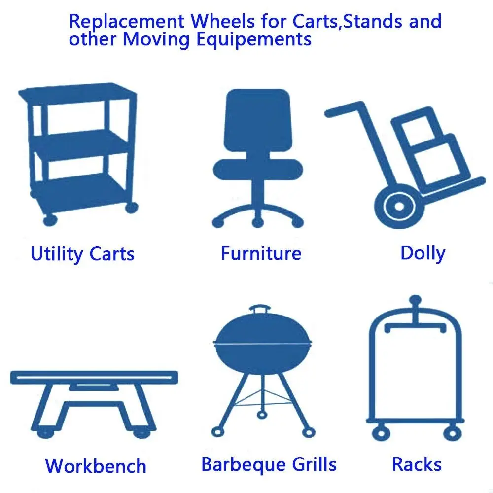 Noiseless Furniture Caster Heavy Loads Transporter Swivel Caster With Brake Rubber Roller Wheel Shelf Cart Wheel