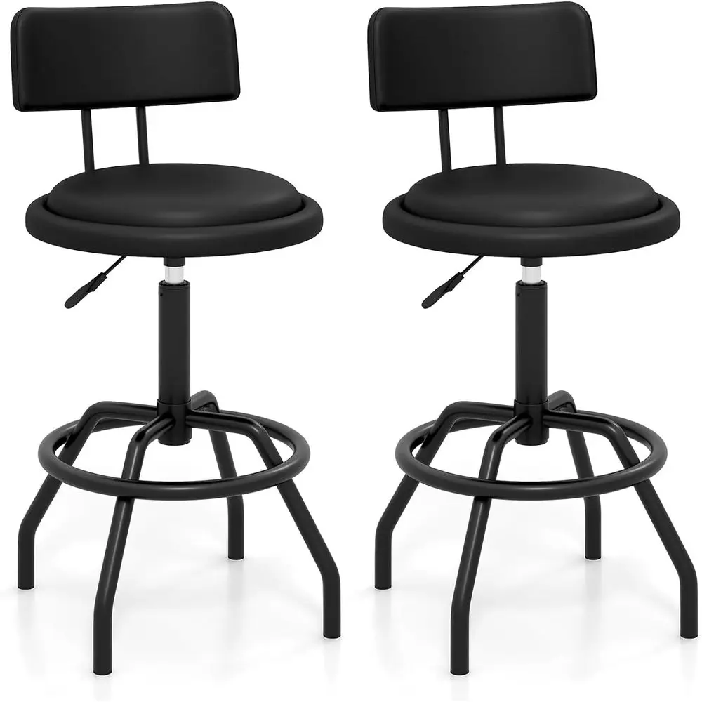 

Adjustable Height Swivel Bar Stools Set of 2, 24.5-29, Counter Height Chairs with Backrest, Metal Base, Upholstered PU Leather,