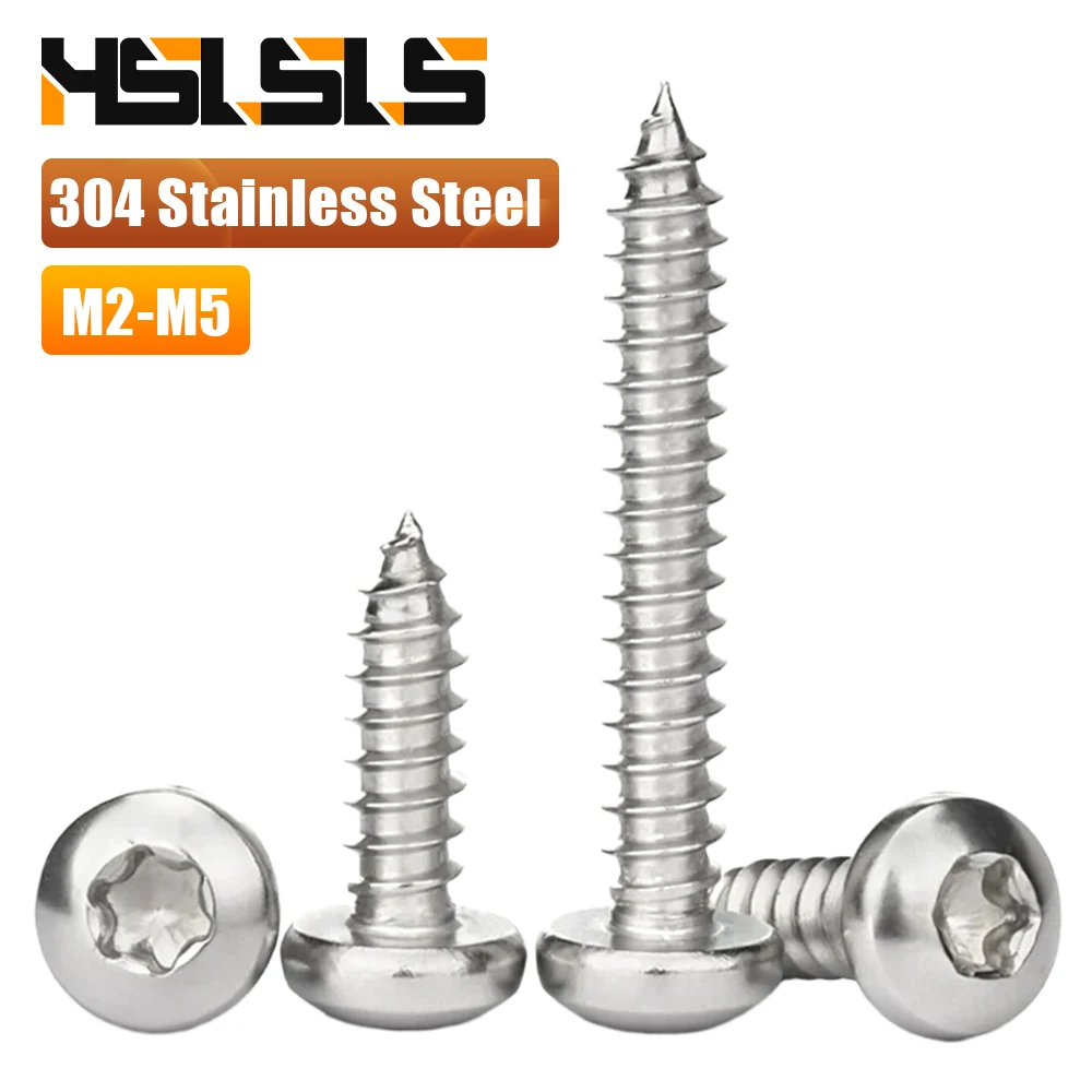 M2 M2.3 M2.6 M3 M3.5 M4 M5 M6 Six Lobe Star Round Head Tapping Screw 304 Stainless Steel Torx Drive Pan head Self Tapping Screw