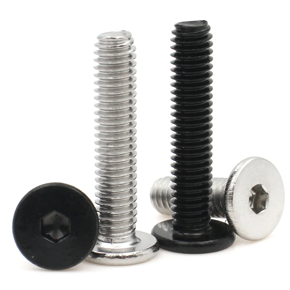 10/20/50pcs M2 M2.5 M3 M4 M5 M6 Black Galvanized 304 Stainless Steel CM Hex Socket Hexagon Ultra Thin Flat Head Screw Bolt