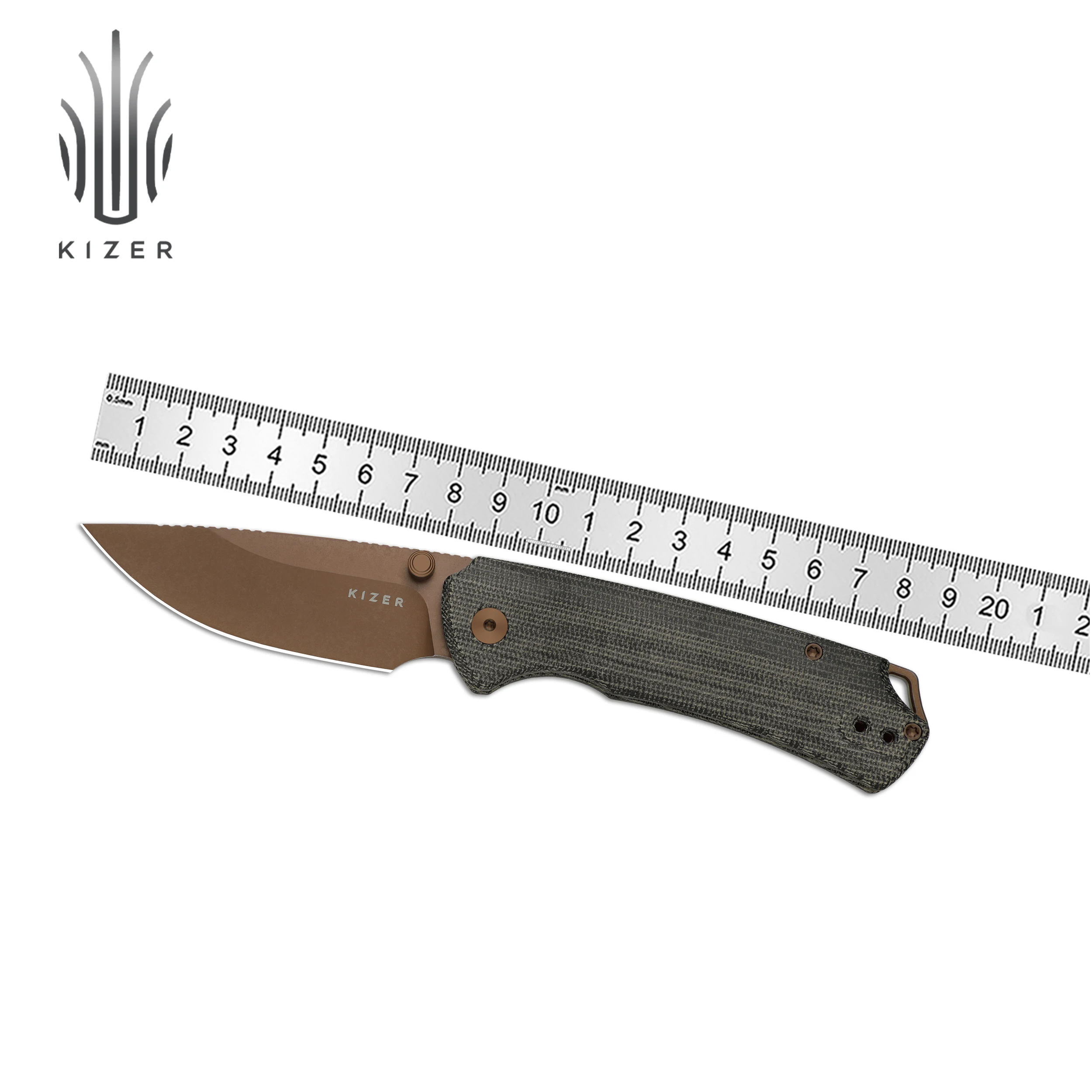 Kizer سكين للفرد T1 BD V3490.2BA1/V3490.2BA2 T1 CD V3490.2CA1/V3490.2CA2 Micarta/G10 مقبض مع سكاكين الجيب بشفرة Nitro-V #1