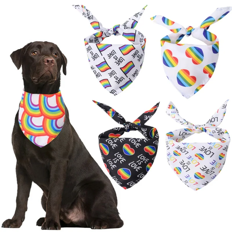 1pc Pet Dog Bandana Collar Neckerchief Rainbow Triangle Neck Scarf Saliva Towel Handkerchief Pet Fashion Accessories Supplies