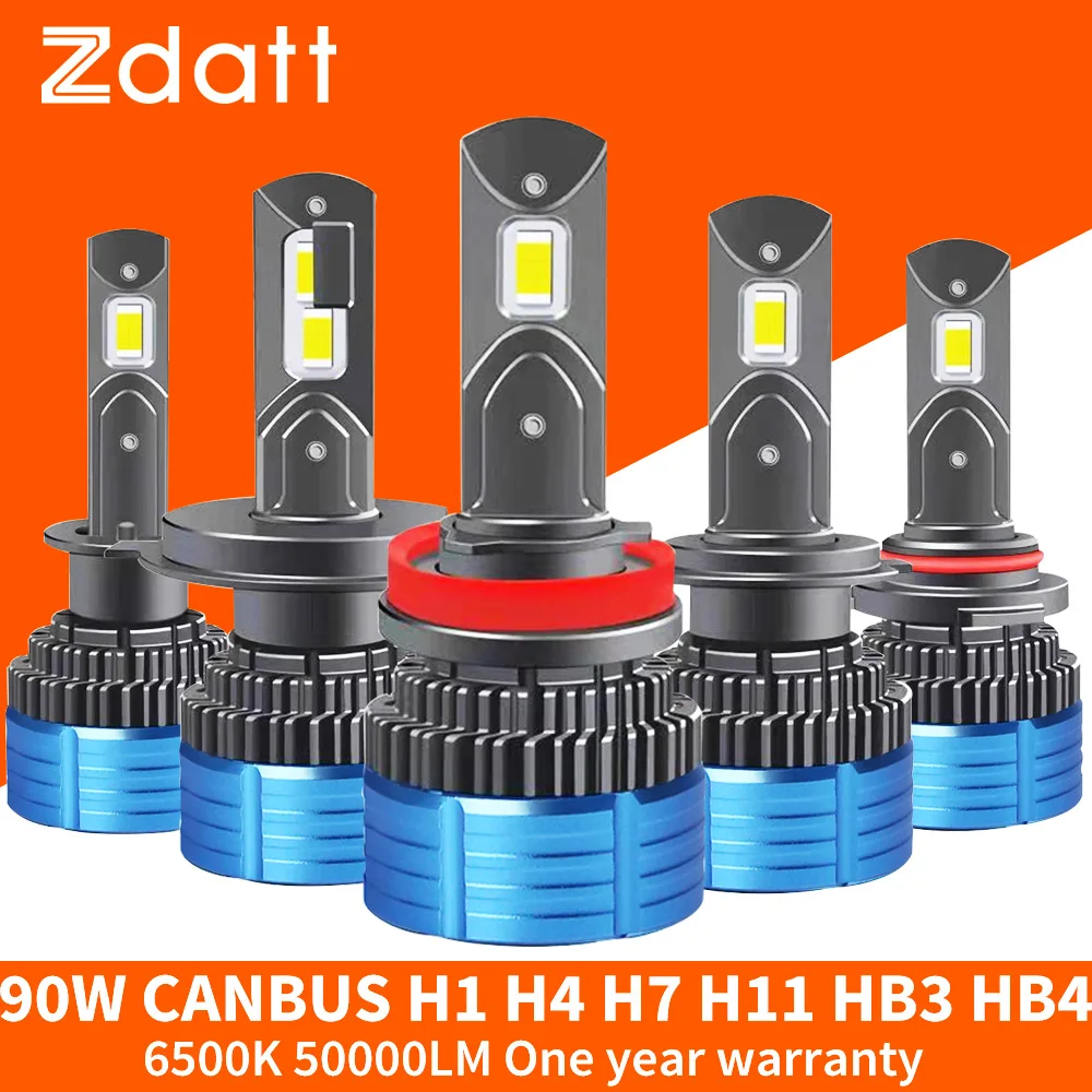 Zdatt H1 Led Headlight Bulb H7 Led Canbus H1 H8 H4 H11 HB3 9005 HB4 9006 100W 50000LM 6500K 12V Car Headlamp Energy-Efficient