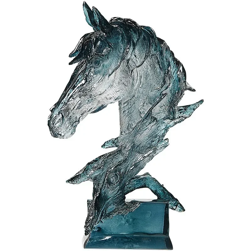 Light luxury horse head crystal ornament, home office decoration, high-end leadership gift