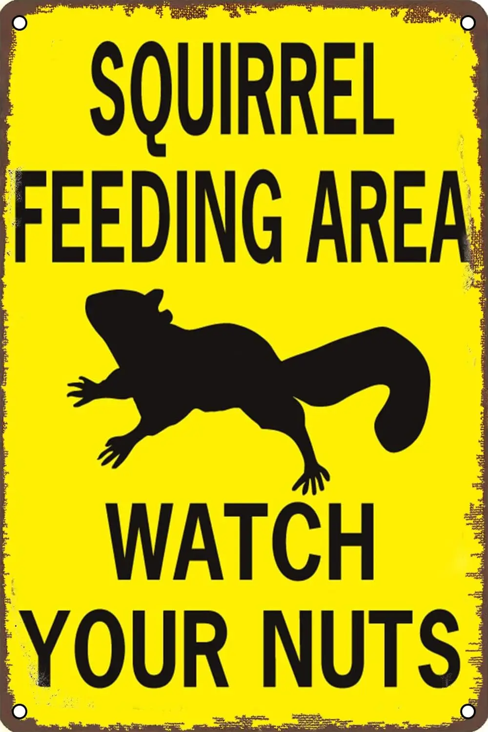 Squirrel Feeding Area Metal Tin Sign Watch Your Nuts Vintage Wall Decor for Home Garden Yard Outdoors