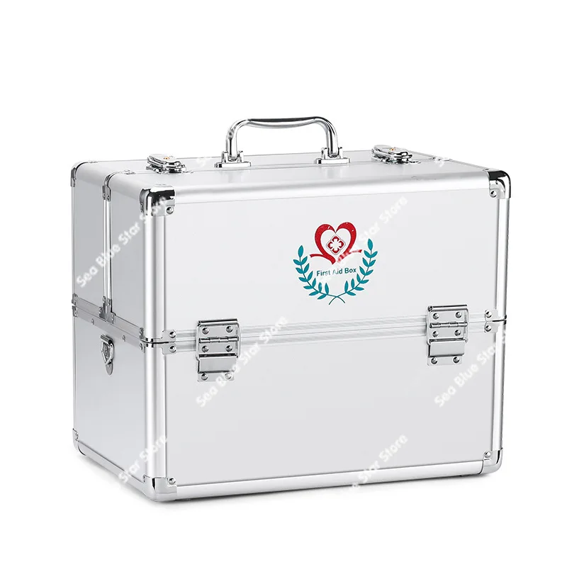 Large double prescription medicine box, large capacity family multi-layer medicine box, toolbox