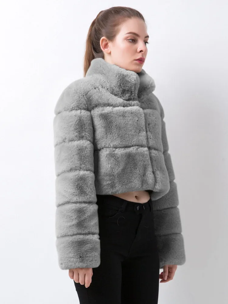 Deat Mode Damen Kunst pelz Mantel stehen Kragen bedeckt Langarm dicke warme kurze Imitation Fuchs Pelz Jacke Winter neu