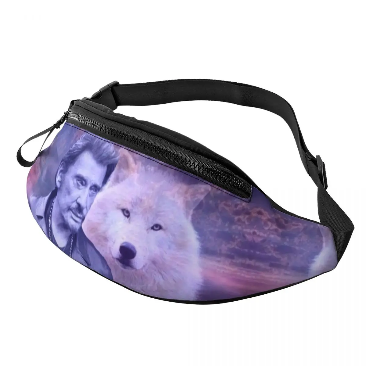 

Custom Johnny Hallyday Fanny Pack for Women Men French Singer Rock Music Crossbody Waist Bag Cycling Camping Phone Money Pouch