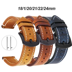 Vintage Leather Watchband for Seiko 18mm 20mm 22mm 24mm High Quality Retro Calf Leather Watch Strap Genuine Leather Bracelet