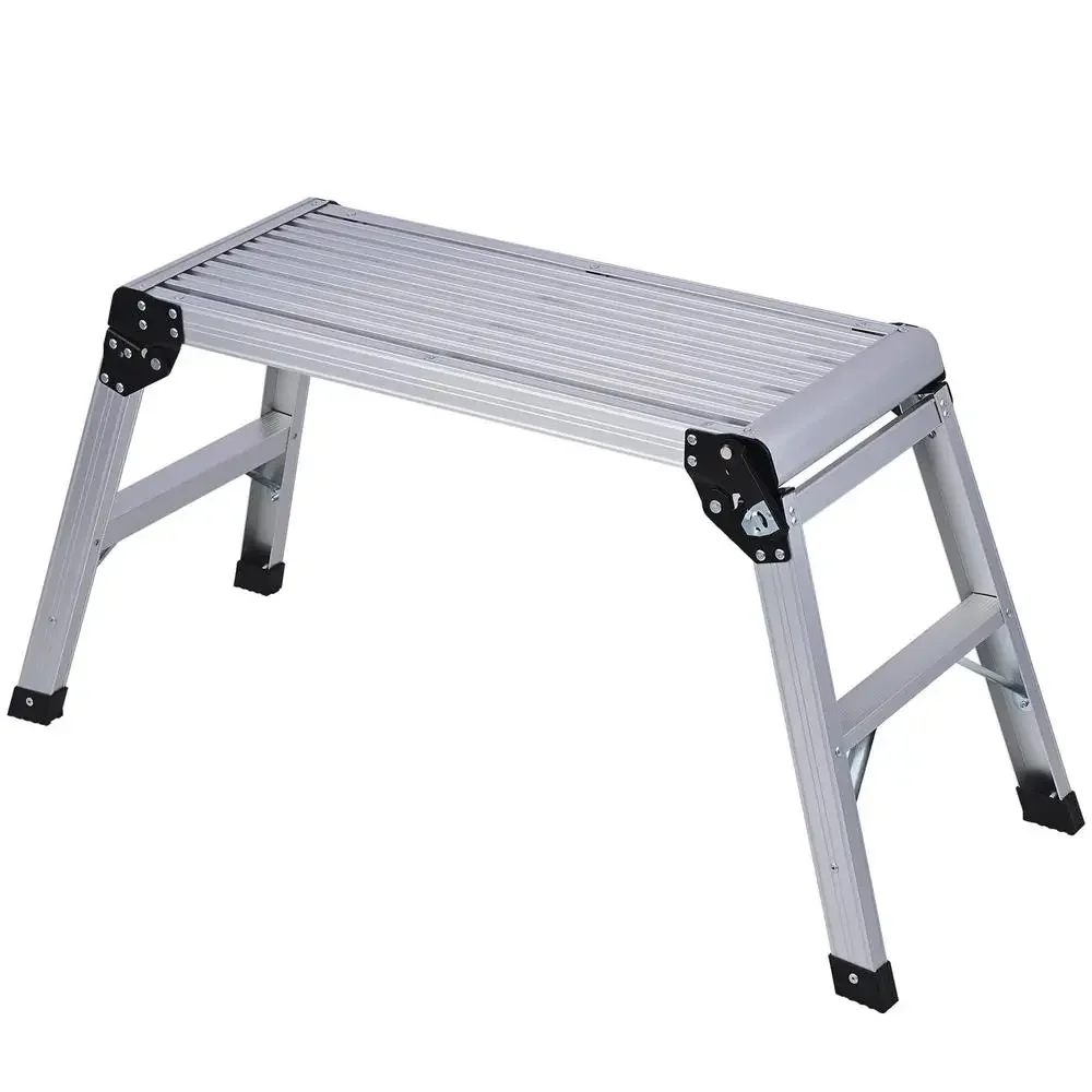 Aluminum Folding Work Platform Portable Step Stool Non-Slip 330lbs Capacity Easy Clean and Fold Step Bench Adults Workbench Yard