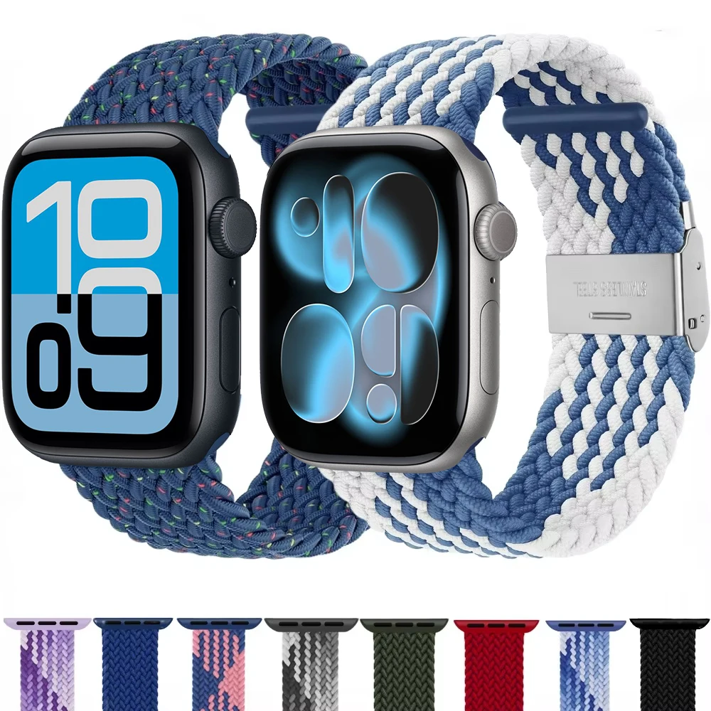 Плетеный нейлоновый ремешок для Apple Watch Band 45 мм 41 мм 44 мм 40 мм 49 мм 42 38 мм Браслет для iWatch Series 11 10 Ultra 9 8 7 6 5 3 SE