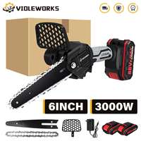 6 Inch Cordless Mini Chain Saw Portable Handheld Pruning Saw Rechargeable Electric Saw Woodworking Tool Tree Branches Cutter