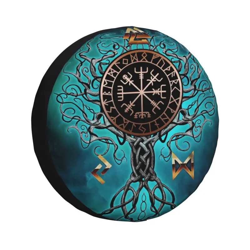 Viking Yggdrasil Tree Of Life Spare Tire Cover for Jeep Grand Cherokee Valhalla Vegvisir 4WD 4x4 Trailer Car Wheel Protector